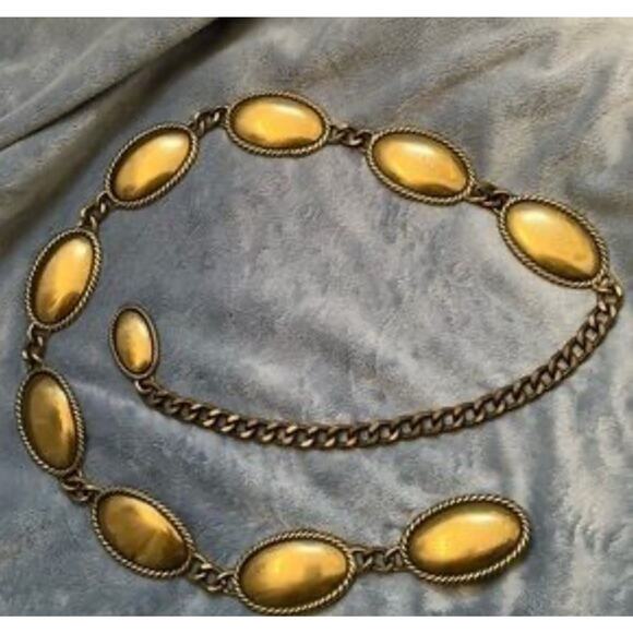 Vintage Calvin Klein Solid Brass Concho Belt- Signed-1970’s Boho-Rare